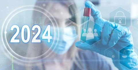 Virtual interface target in the year 2024 icons, Plans to accelerate corporate Stock Photos