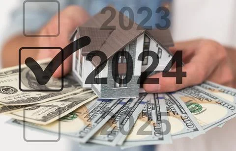 Virtual interface target in the year 2024 icons, Plans to accelerate corporate Stock Photos