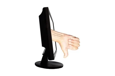 Virtual internet business concept with thumb down Stock Illustration