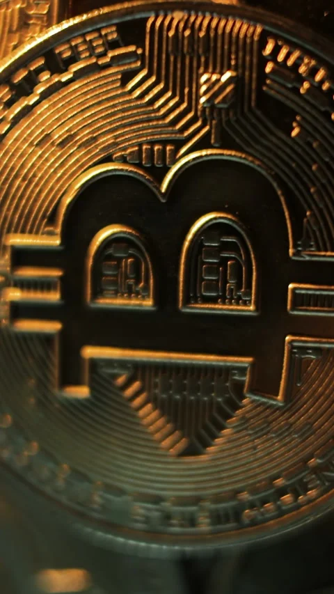 Virtual internet crypto currency gold Bitcoin BTC. Macro shot of rotating Stock Footage 271582712