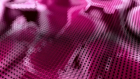Virtual isometric square lighting moving, block chain technology network. Stock Footage 334024326