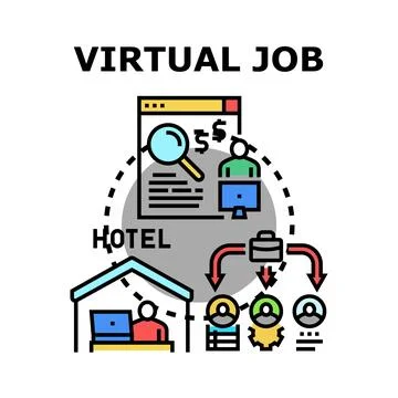 Virtual job concept with remote work and online hiring Stockillustratie