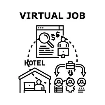 Virtual job concept with remote work and online hiring イラスト素材