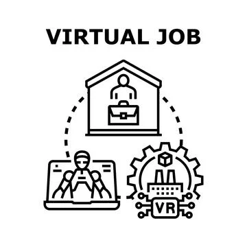 Virtual job concept with remote work and advanced technology Stock Illustration