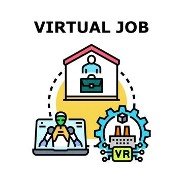 Virtual job concept with remote work and advanced technology 스톡 일러스트