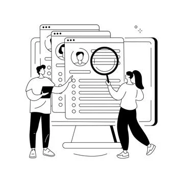 Virtual job fair abstract concept vector illustration. Stock Illustration