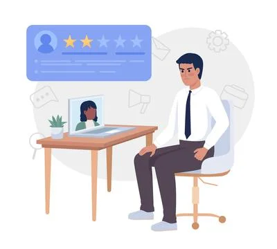Virtual job interview 2D vector isolated illustration Illustrazione stock