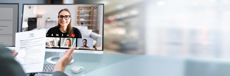 Virtual Job Interview Webcast Stock Photos