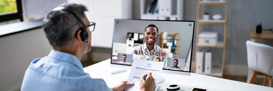 Virtual Job Interview Webcast Stock Photos