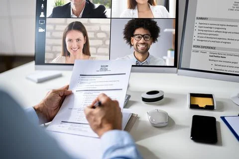 Virtual Job Interview Webcast Stock Photos