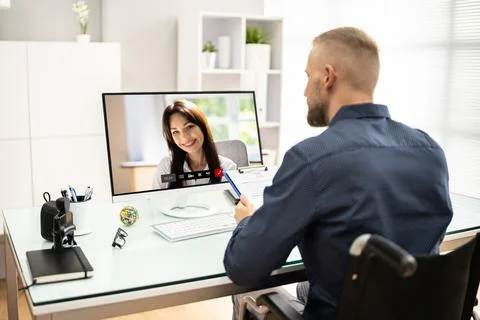 Virtual Job Interview Webcast Stock Photos