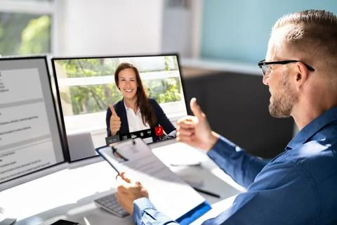 Virtual Job Interview Webcast Stock Photos