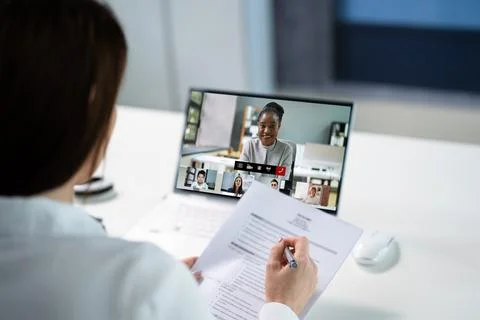 Virtual Job Interview Webcast Stock Photos