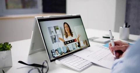 Virtual Job Interview Webcast Stock Photos