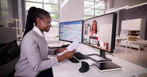 Virtual Job Interview Webcast Stock Photos