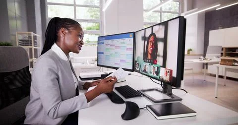 Virtual Job Interview Webcast Stock Photos