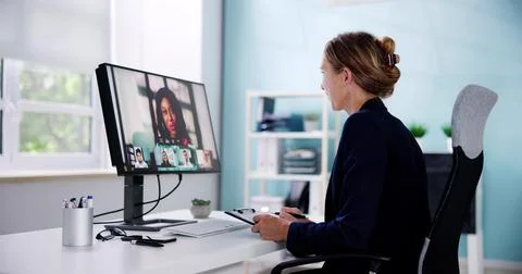 Virtual Job Interview Webcast Stock Photos