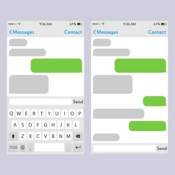 Virtual key board for mobile phone with place for text chat text boxes. Keypa Stock Illustration