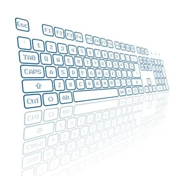 Virtual keyboard in perspective Illustrazione stock