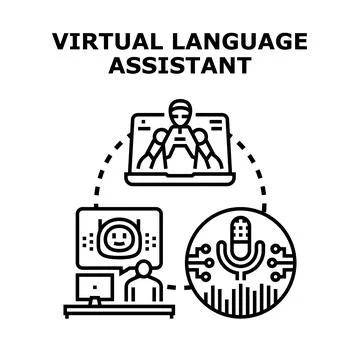 Virtual language assistant concept artificial intelligence support 스톡 일러스트