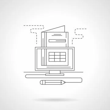 Virtual learning detailed line vector icon Stock Illustration