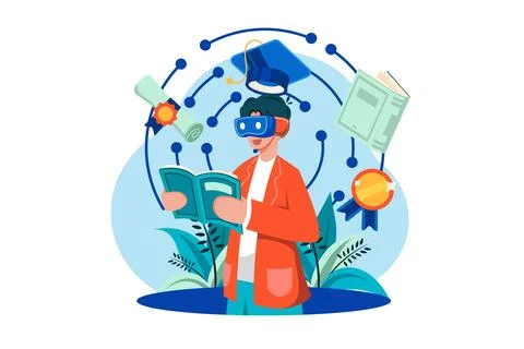 Virtual learning experience Stock Illustration