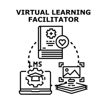 Virtual learning facilitator providing online education system platform Illustrazione stock