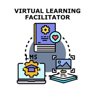 Virtual learning facilitator providing online education system platform イラスト素材