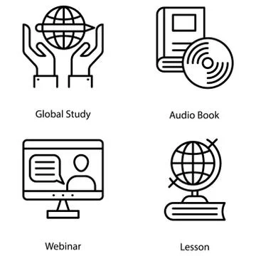 Virtual Learning Icons Stock Illustration