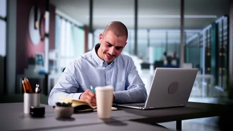 Virtual Learning: Male Student Excelling In Online Education, Listening Stock Footage 296931912