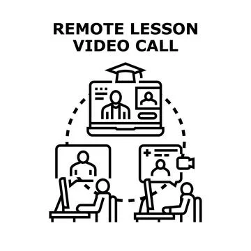 Virtual learning platform connecting students and teacher online Illustrazione stock