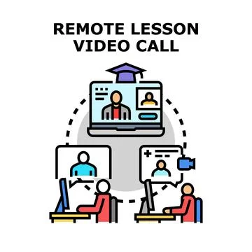 Virtual learning platform connecting students and teacher online Stock Illustration