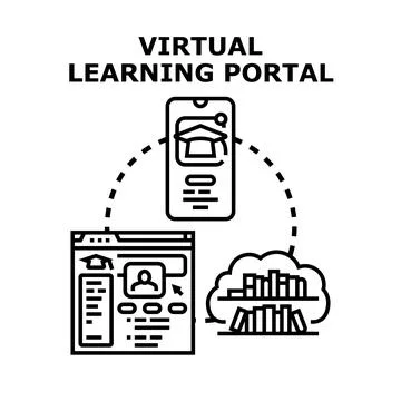 Virtual learning portal concept with online education platform Stock Illustration