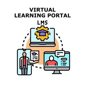 Virtual learning portal system connecting online education Stock Illustration