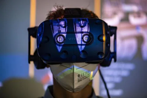 Virtual learning of practical situations at Sailing Island in Moenchengladbach Stock Photos