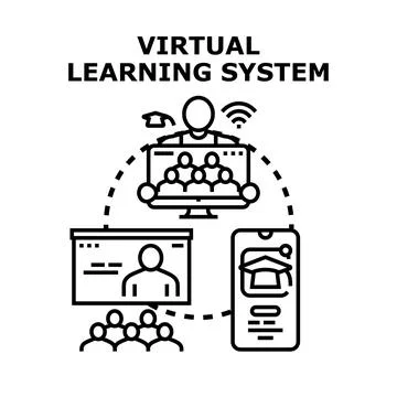 Virtual learning system combining online education and remote studying Stock Illustration