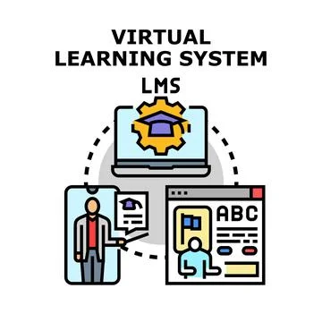 Virtual learning system connecting students and educators online 스톡 일러스트