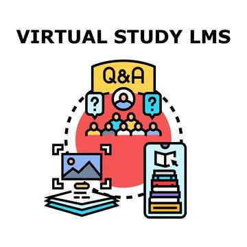Virtual learning system organizing digital education content Stock Illustration