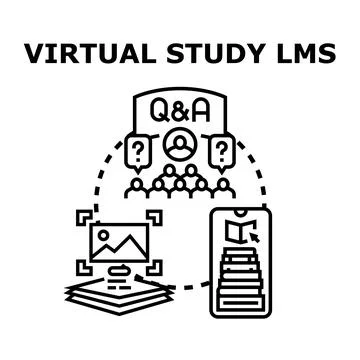 Virtual learning system organizing digital education content Illustrazione stock