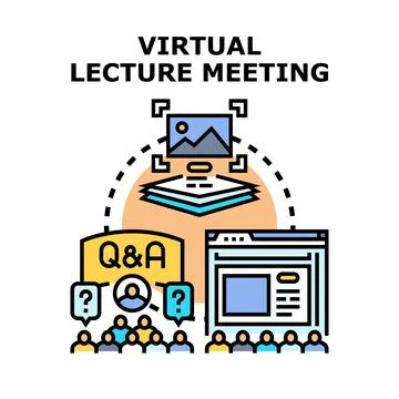 Virtual lecture meeting remote online education concept Stockillustratie
