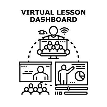 Virtual lesson dashboard creating online education platforms Stock Illustration