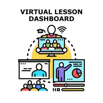 Virtual lesson dashboard creating online education platforms Stock Illustration