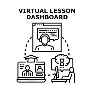 Virtual lesson dashboard for online education learning イラスト素材