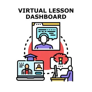 Virtual lesson dashboard for online education learning Stock Illustration