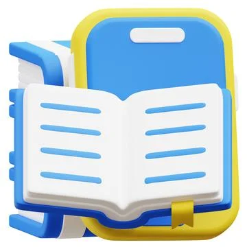 Virtual Library 3d icon illustration. Stock Photos