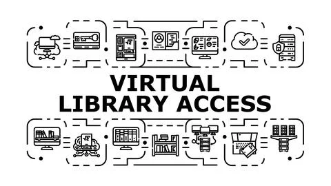 Virtual library access banner icon vector illustration Illustrazione stock