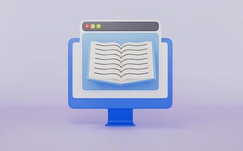 Virtual Library with computer, technology, company, websites, education Stock Illustration
