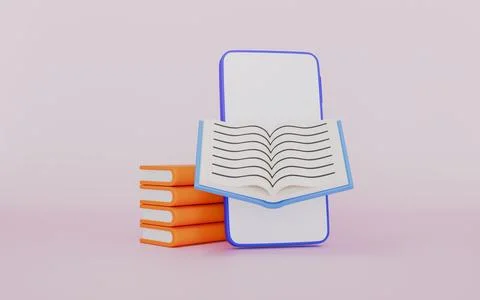 Virtual Library with mobile phone, technology, company, websites, education 스톡 일러스트