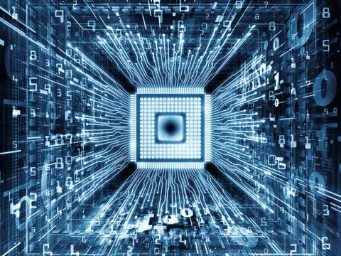 Virtual Life of Computer CPU 스톡 일러스트