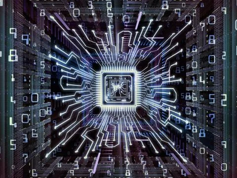 Virtual Life of Computer CPU Illustrazione stock